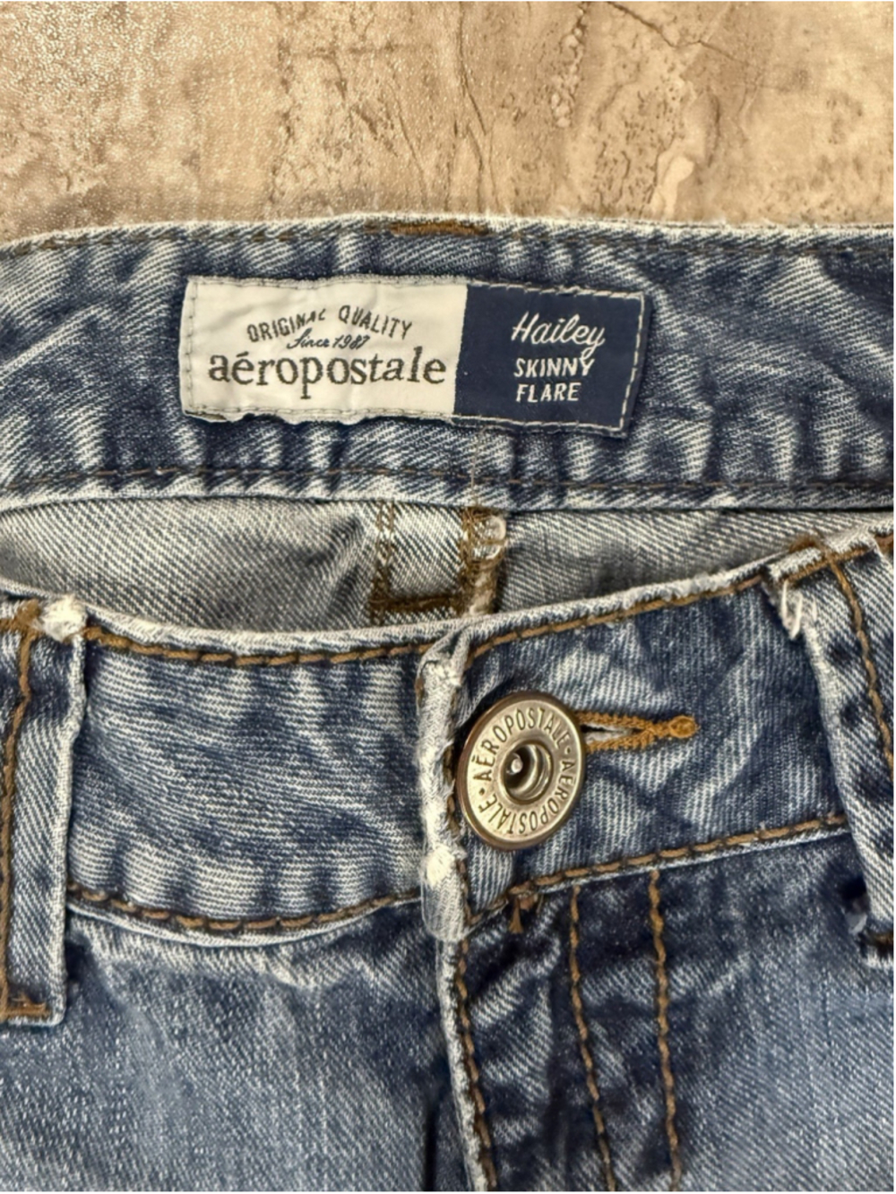 Aeropostale Hailey Skinny Flare Jeans Distressed Low Rise Size 7/8 Reg W 30 Y2K - Picture 5 of 8